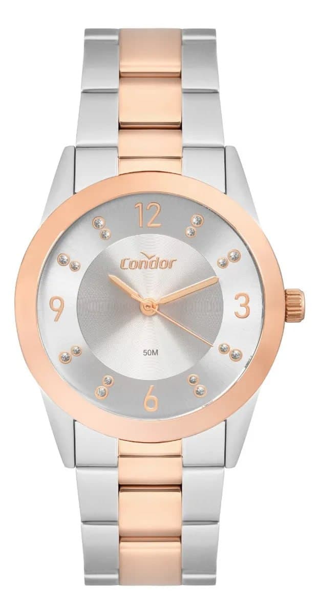 Relógio Condor Feminino Dia A Dia Bicolor - Co2035nqo/4k Bicolor Rosê Prata