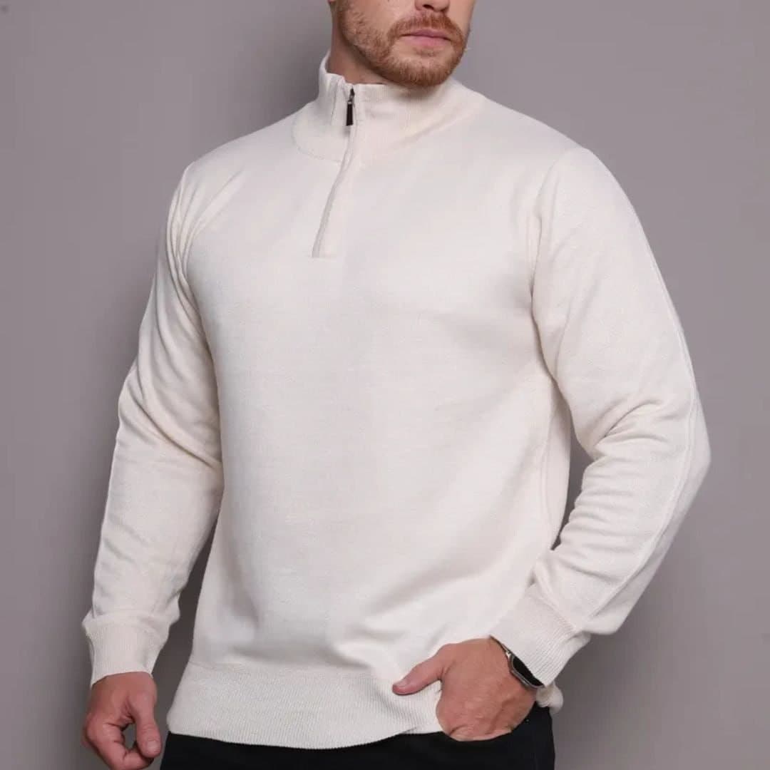 Suéter Masculino Zíper Gola Alta