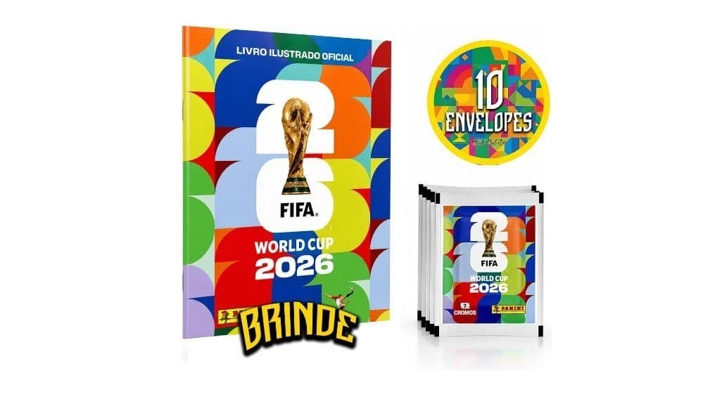 Kit 10 Envelopes (70 Figurinhas) Copa do Mundo 2026 Panini + Álbum de Brinde