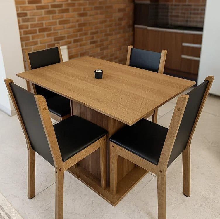 Conjunto Sala de Jantar Madesa Talita 4 Cadeiras Rustic/Preto/Oxford