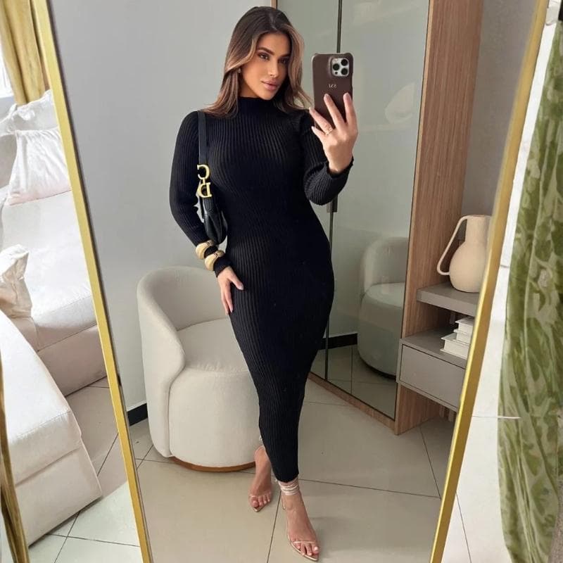 Vestido Manga Anastacia Canelado Fio Modal