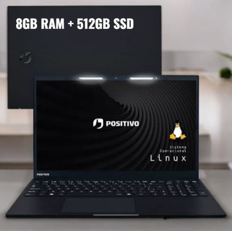 Notebook Positivo Vision I15 Intel Core i3-n300 Linux 8GB RAM 512GB SSD Lumina Bar 15,6 Full HD - Preto