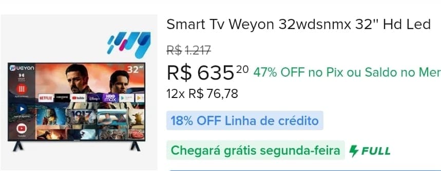 Smart TV Weyon 32WDSNMX 32'' HD LED