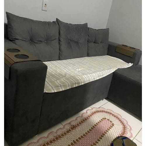 Kit 2 Esteira Suporte Porta Copo + Controle Mdf Para Sofá Tabaco