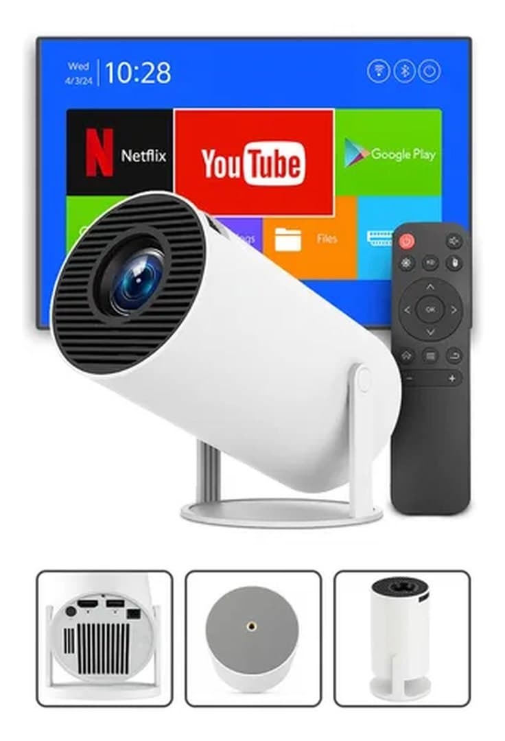 Mini Projetor Hy300 Android 4k Portátil Wi-fi Bluetooth Hdmi Usb Cinema Em Casa Compacto Alta Resolução Full Hd Smart Projetor Davely