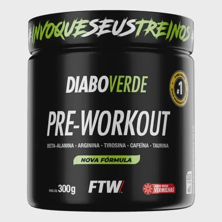 Pré-Treino Pre Workout Diabo Verde Pote 300g Frutas Vermelhas FTW