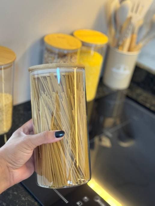 Kit 4 Potes de Vidro 1650ml com Tampa de Bambu Herméticos - Tud