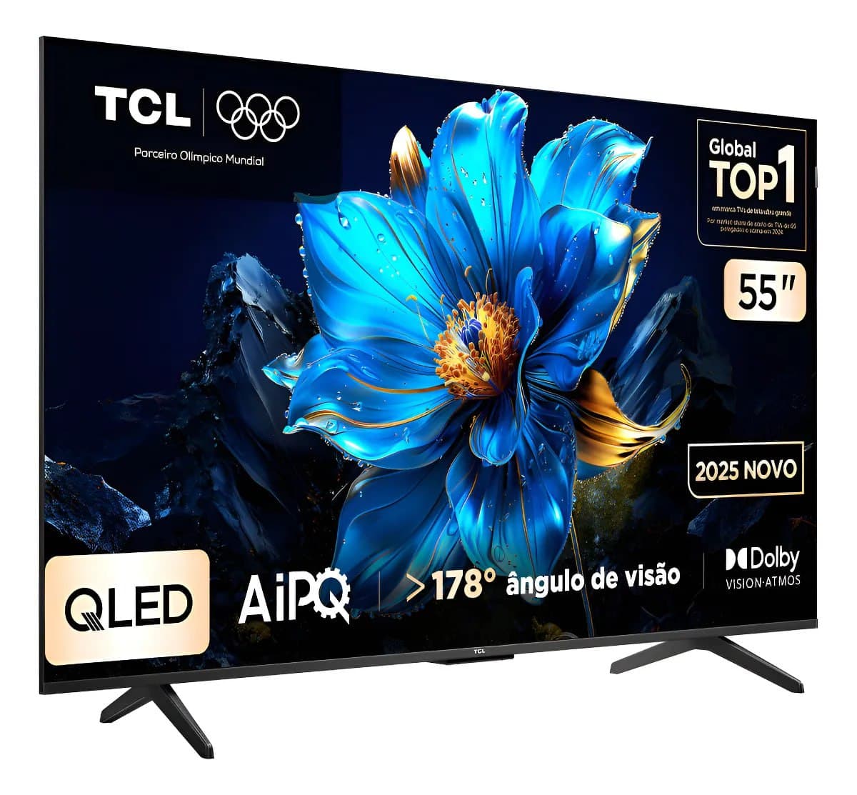 Smart TV TCL 55 Polegadas QLED 4K P7K Google TV HDR10+ Dolby Vision Dolby Atmos