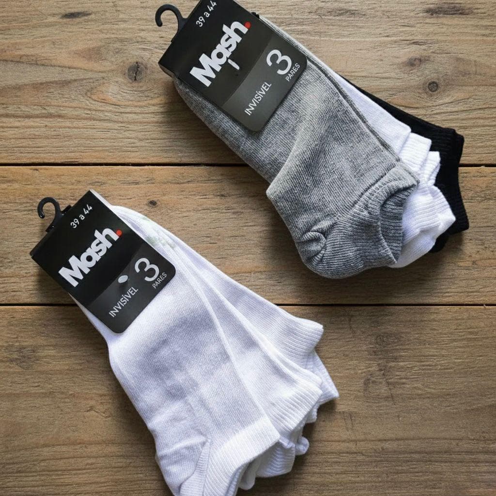 Kit 12 Pares Meias Esportivas Invisíveis Mash