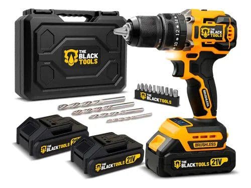Parafusadeira Furadeira de Impacto Profissional Sem Fio 2 Baterias 21V TB-21YX The Black Tools