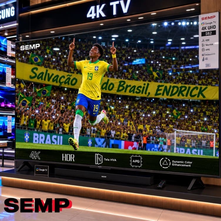 Smart Tv Semp 50 Polegadas Led Hva 4k S62 WiFi Bluetooth Google Tv 3 HDMI HDR10+ Dolby Audio 50s62