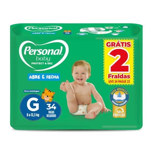 Fralda Infantil Personal Baby Protect e Sec G Mega 9x34pads