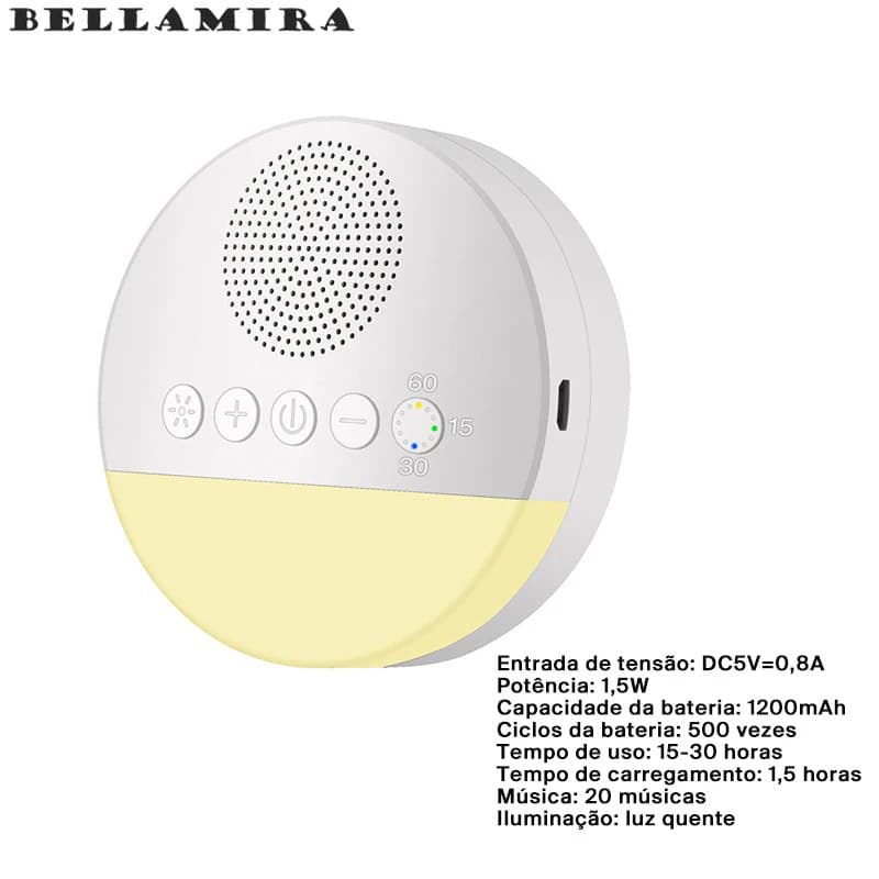 Máquina de ruído branco para crianças USB recarregável com luz noturna Sleep Sound Player