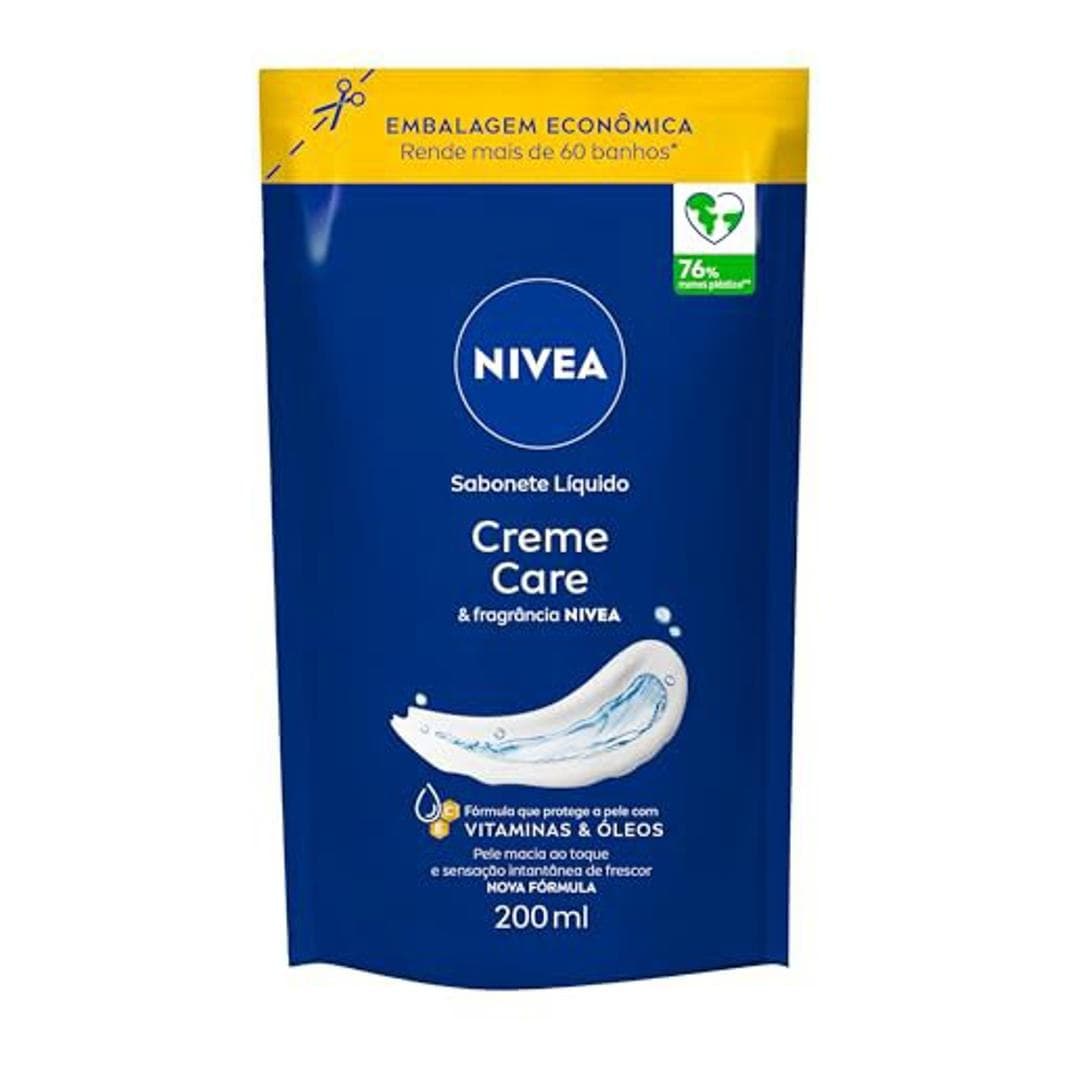 NIVEA Sabonete Líquido Creme Care 200ml, Limpeza Corporal, Pele Macia, Óleos e Vitaminas, Equilíbrio com o pH, Protege do Ressecamento