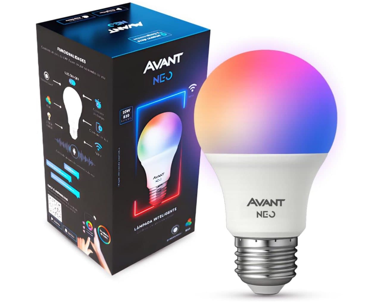 Lâmpada Smart LED 10W E27 Dimerizável RGB Colorida Compatível com Alexa e Google Home