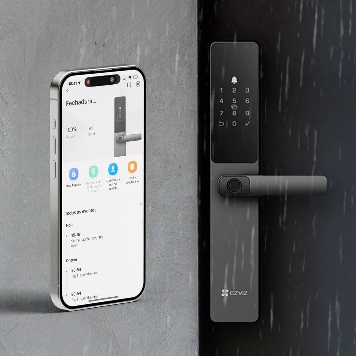 Fechadura Digital Inteligente Ezviz Cartão Senha DL05 WiFi Cor Cinza