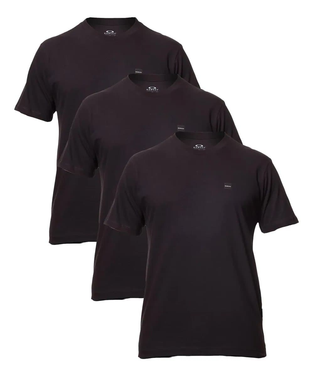 Kit 3 Camisetas Casual Masc Patch 2.0 Tee Em Algodão Oakley