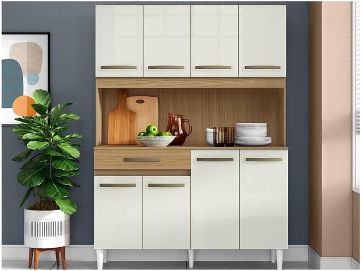 Armário de Cozinha Compacta Aramóveis Cleo 8 Portas