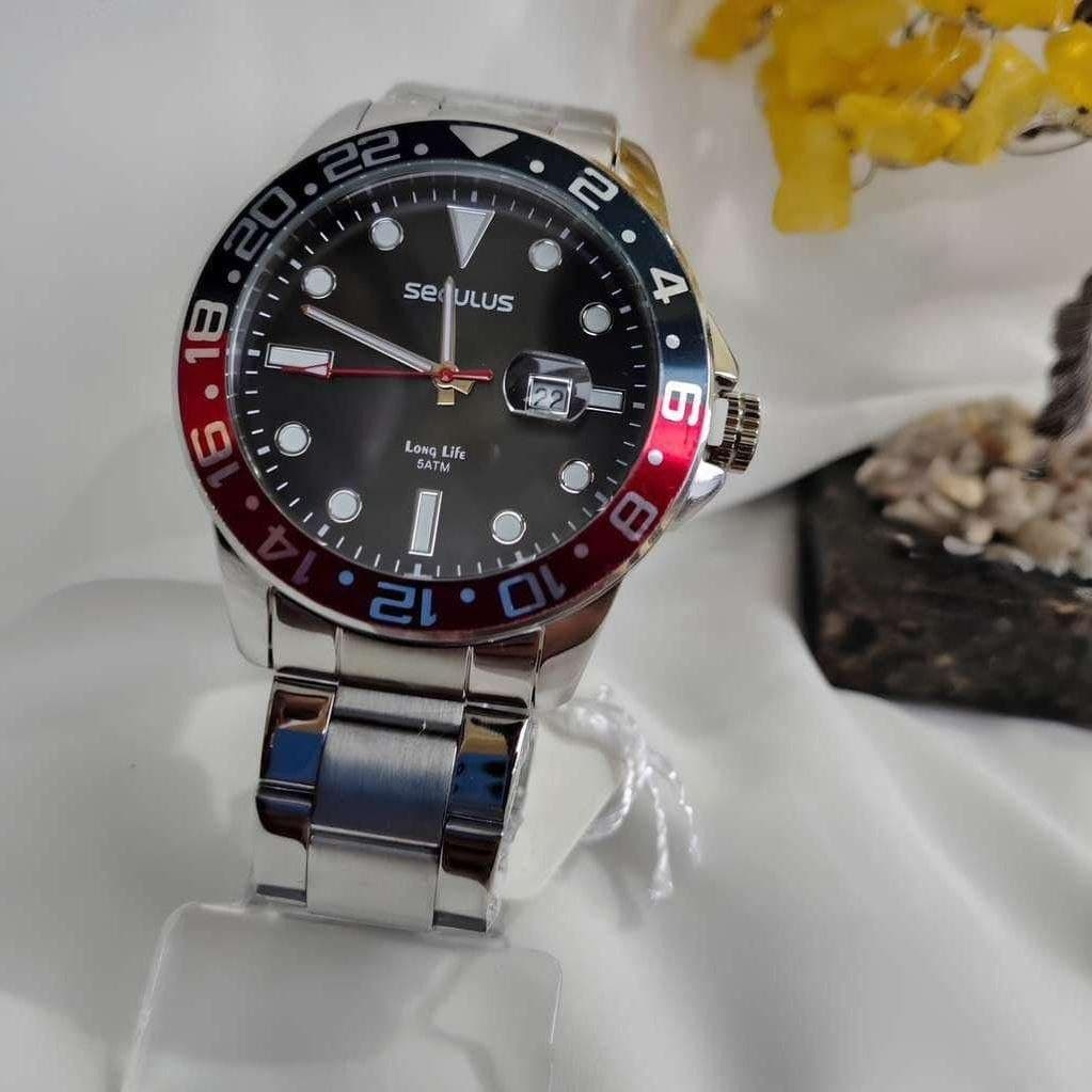 Relógio de Pulso Seculus com Correia de Aço Inoxidável