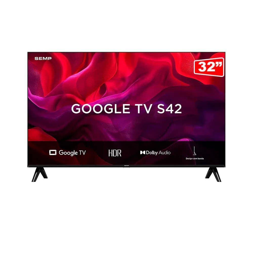 Smart TV Semp 32" HD Bluetooth Wi-Fi Google TV (32S42)
