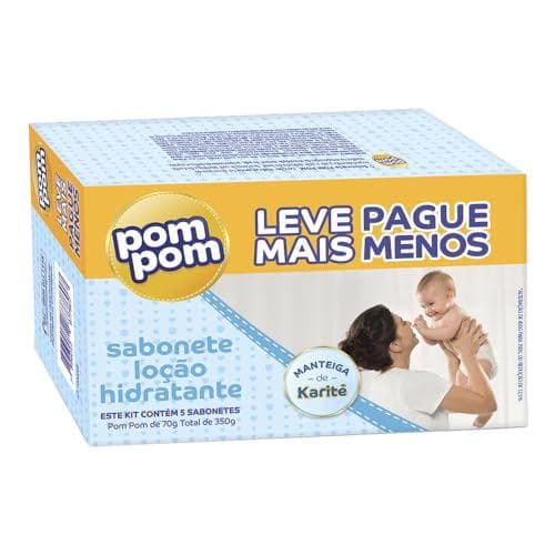 Kit Sabonete em Barra Pom Pom Loção Hidratante 5 unidades 70g