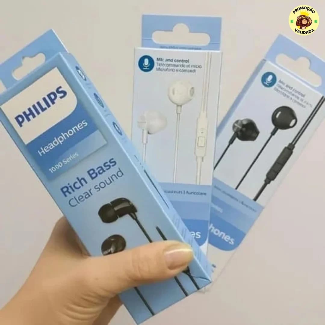 PHILIPS, Fone de Ouvido com Microfone, TAUE101WT/00, Com fio de 1,2 metros, intra-auricular, Branco