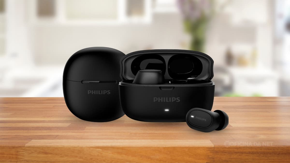 PHILIPS, Fone de Ouvido Sem Fio TWS, TAT2500BK/00, Bluetooth, Com Cancelamento de Ruído Ativo ANC, Com Microfone, Até 24 horas de bateria, iPX4, Preto