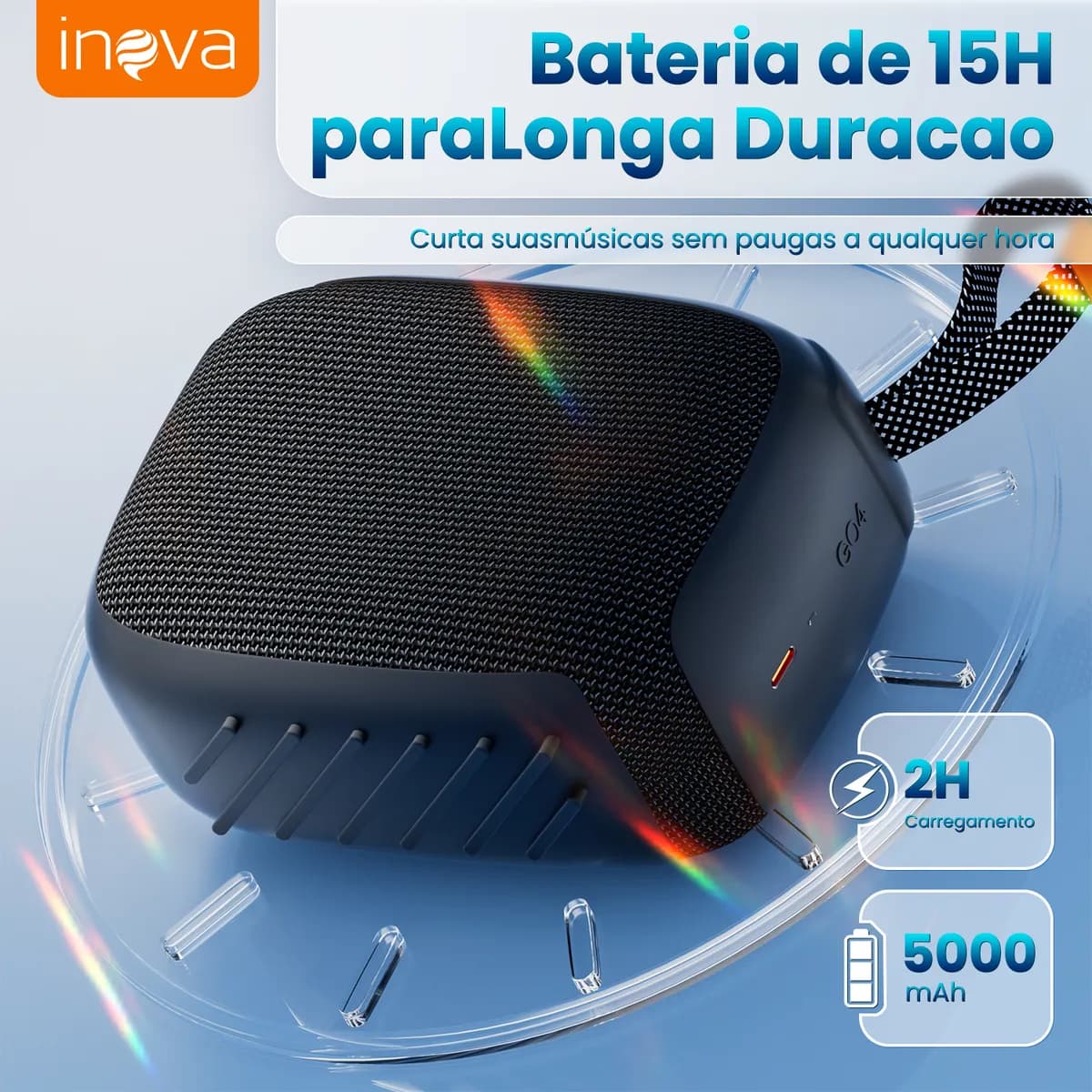Caixa Som Bluetooth Tws Grave Potente Portátil Com Radio 15h