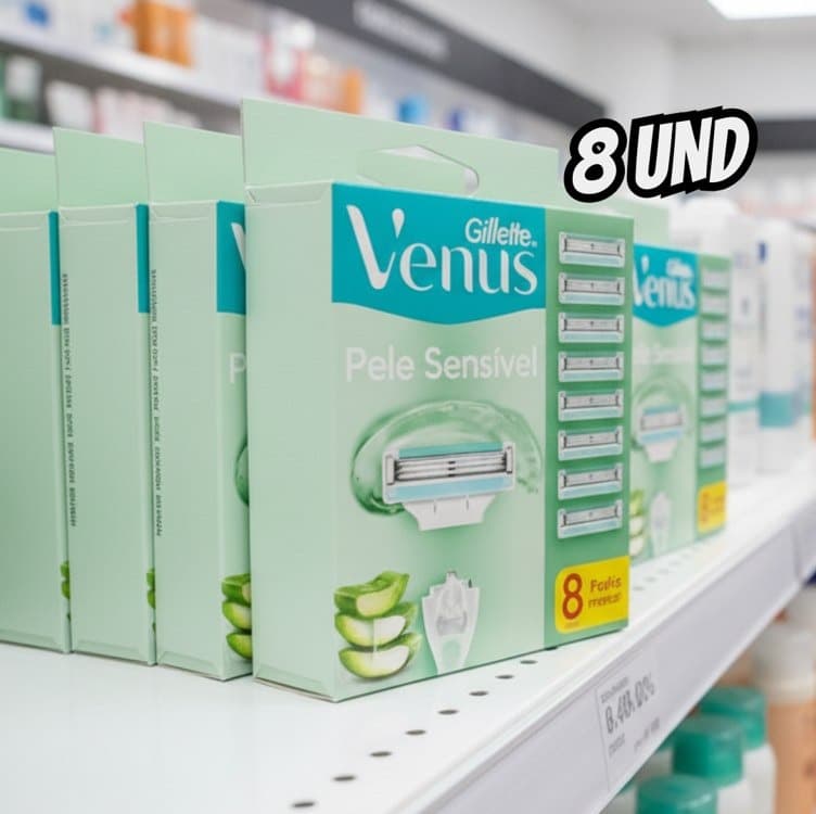 Gillette Venus Pele Sensível Carga para Aparelho de Depilar com Aloe Vera, 8 uds