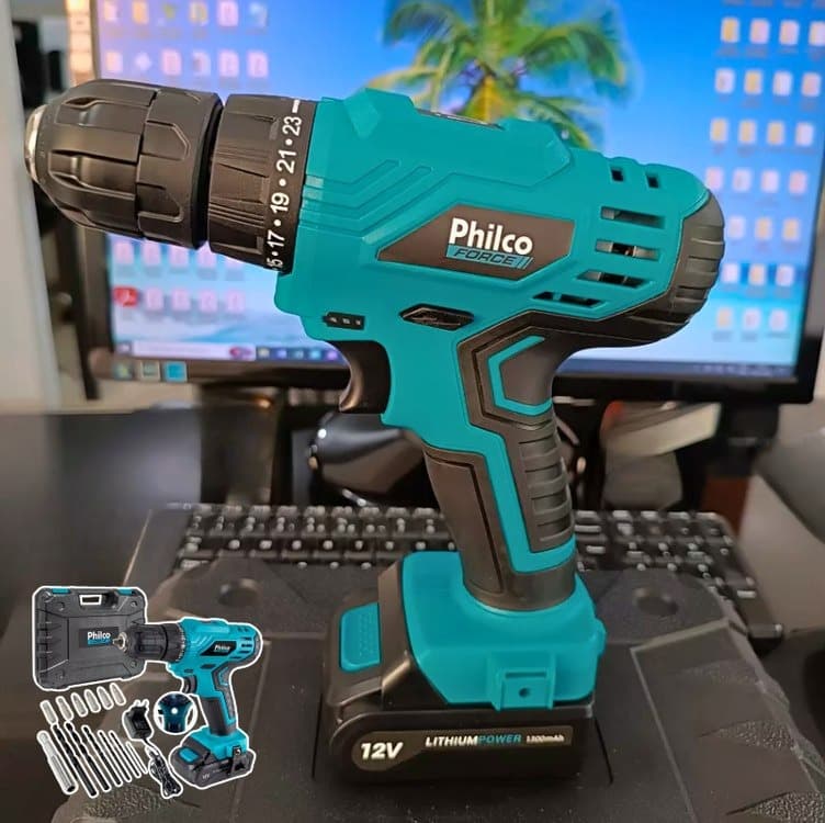 Furadeira Parafusadeira Sem Fio De 10mm Philco Ppf12m + Acessório