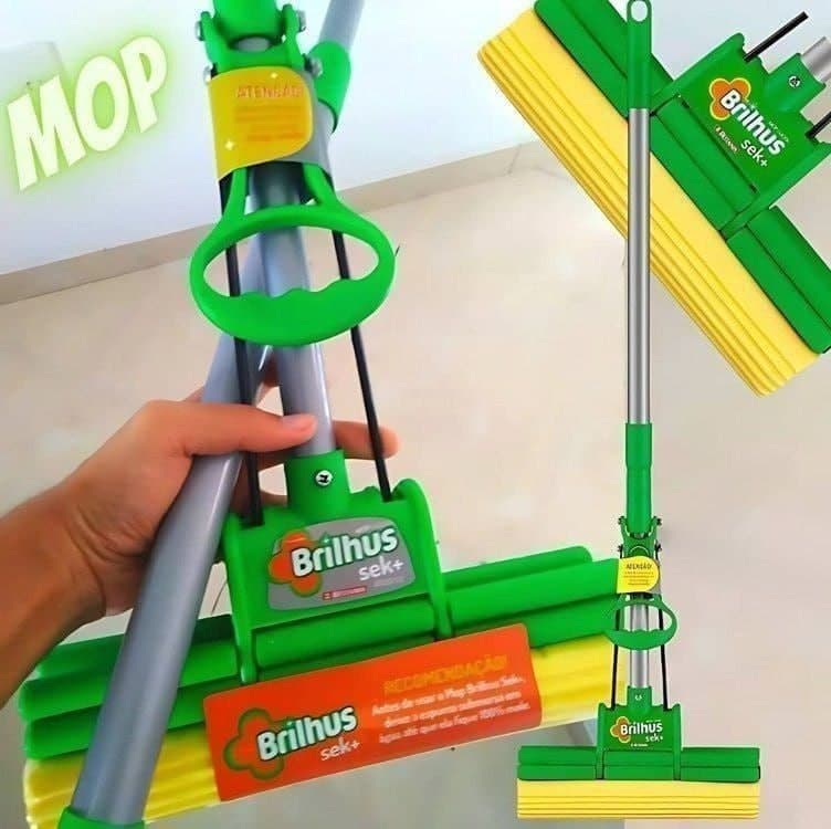 Brilhus Mop Sek+ Lava e Seca com Esponja de Alta Absorção e Cabo Retrátil 89cm - Bettanin
