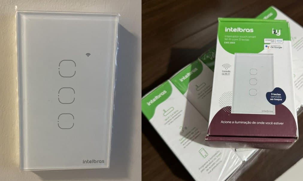 Interruptor Touch Inteligente Compatível Com Alexa Com 3 Teclas - Branco Intelbras