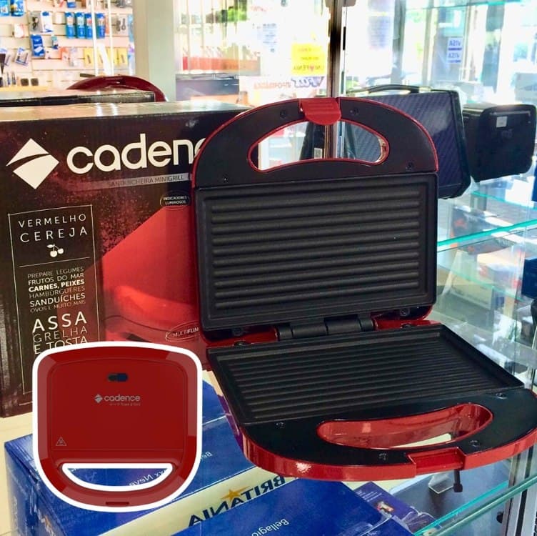 Sanduicheira Minigrill Cadence Colors Vermelha 127V - SAN261, Modelo:SAN261-127V