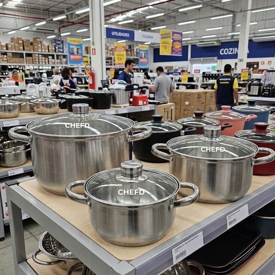 Jogo de Panelas Chef D Aço Inox 6 Peças