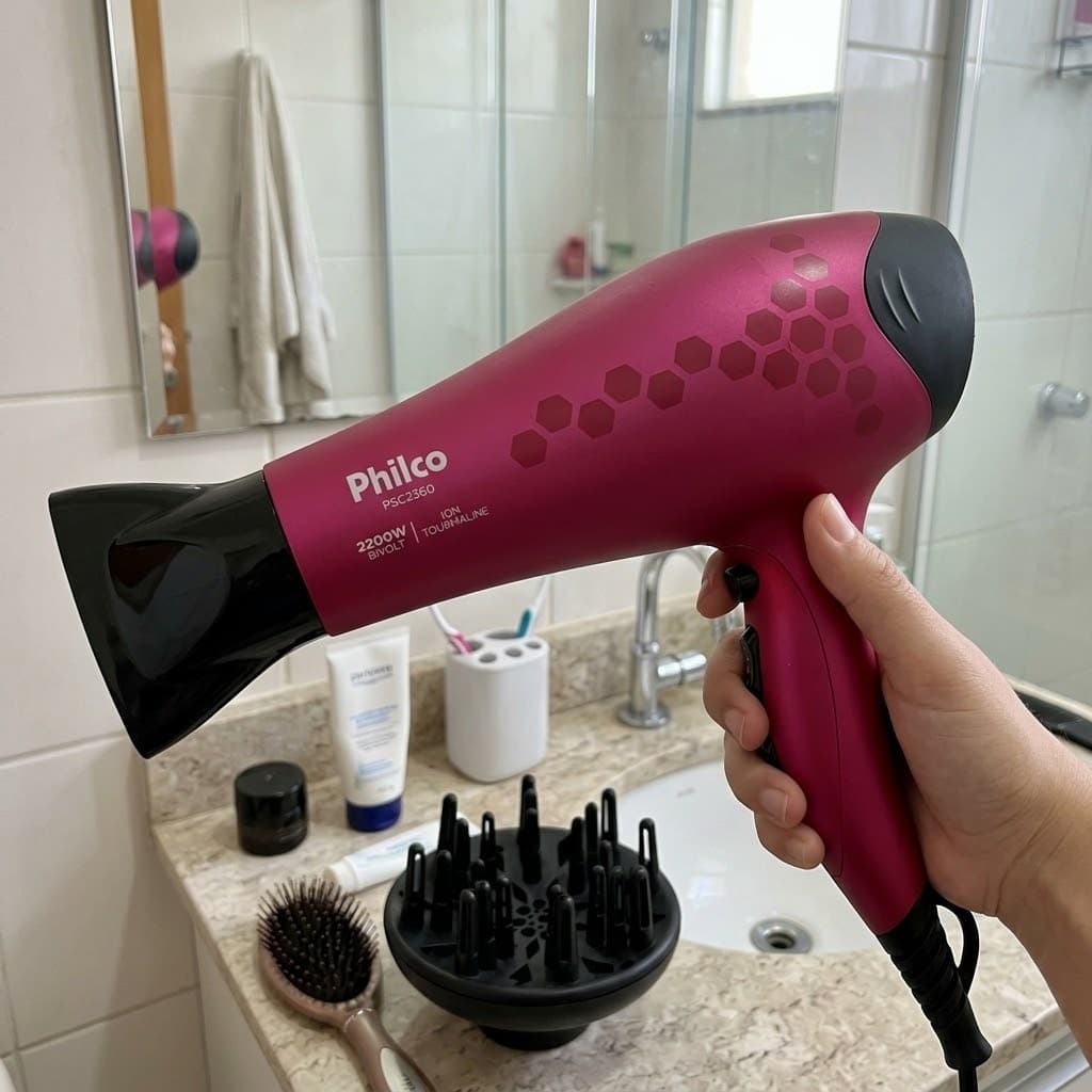 Secador Com Difusor Cachos Philco Super Potente 2200W Rosa 110V/220V