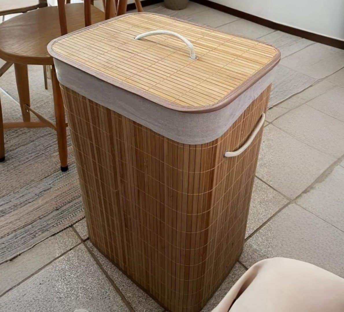 Cesto De Roupas De Bambu 70L