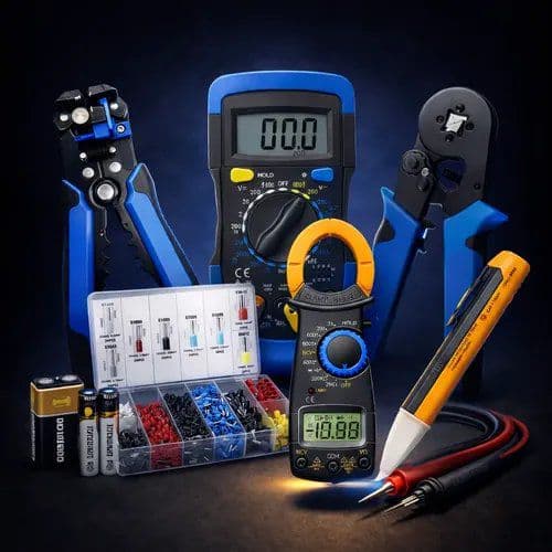 Kit Alicate Amperímetro Multímetro Desencapador Crimpar 6x1