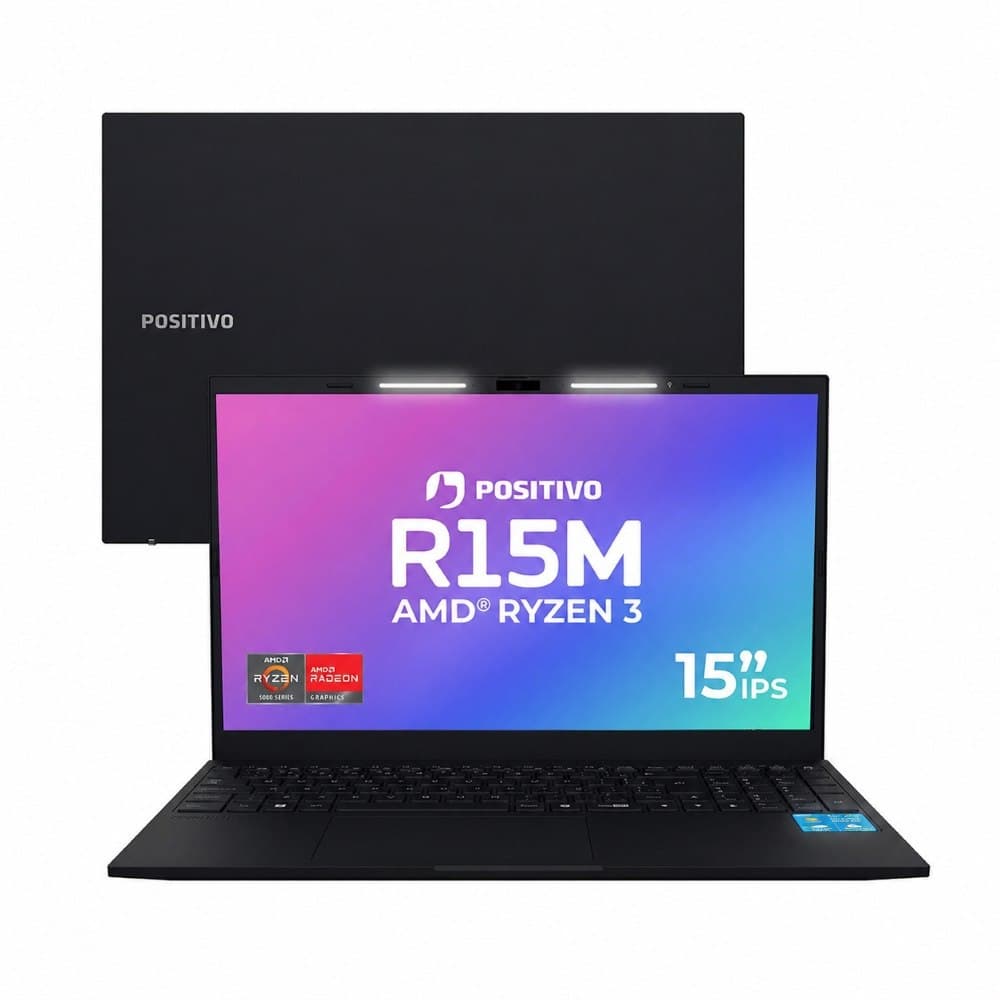 Notebook Positivo Vision R15M Ryzen 3-7330U Linux 8GB RAM 256GB SSD 15" IPS Preto