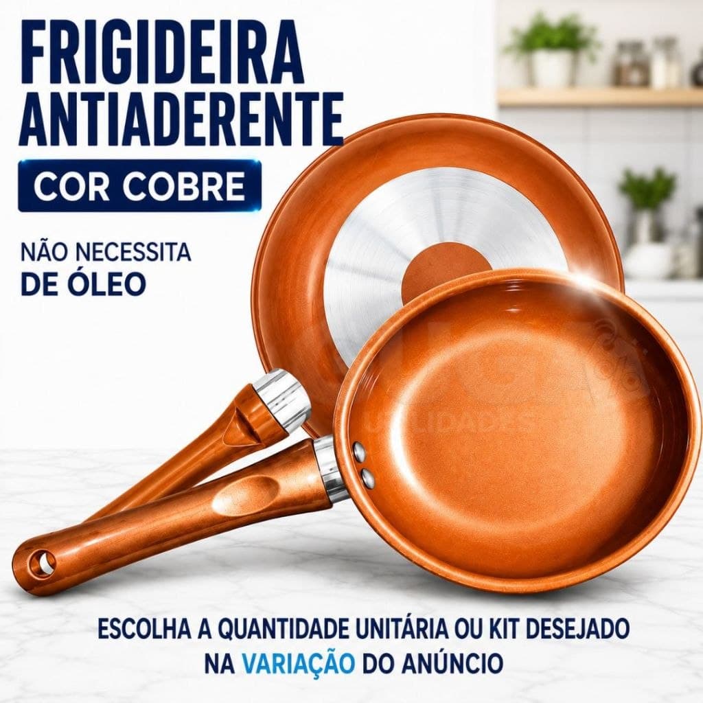 Frigideira Cobre Antiaderente em Cerâmica Premium