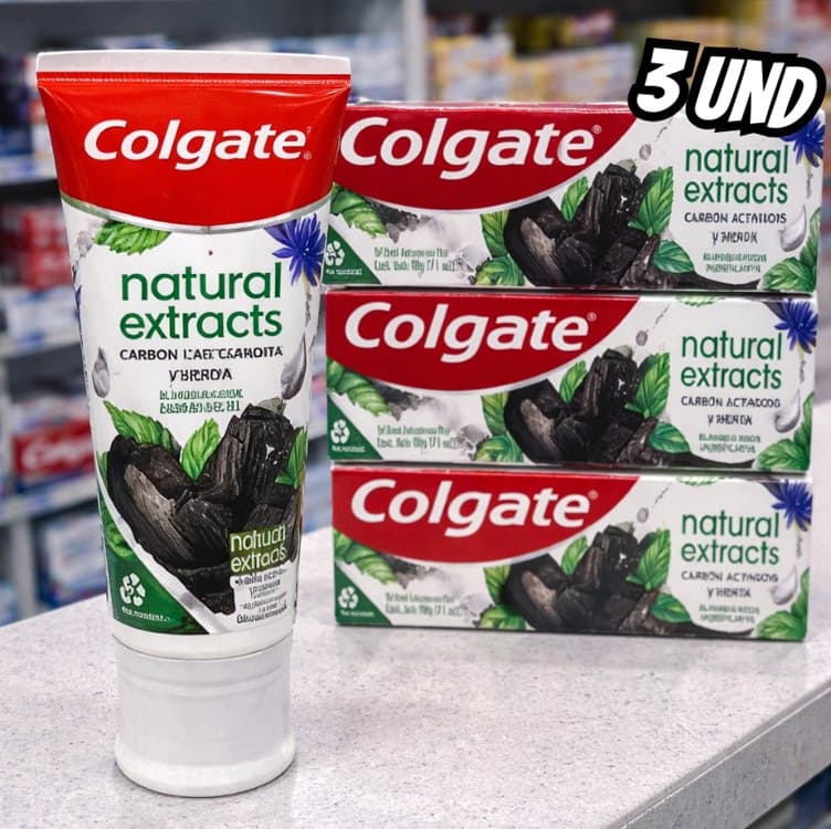 Colgate Natural Extracts Carvão Ativado E Menta Creme Dental, 3x90g